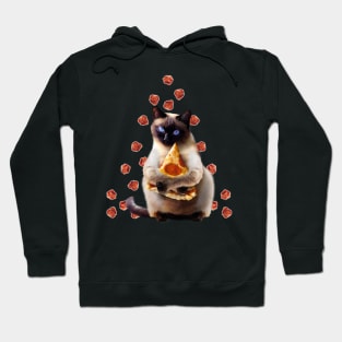 Siamese Cat Kitty Kitten Eating Pizza, Funny Cute Hoodie